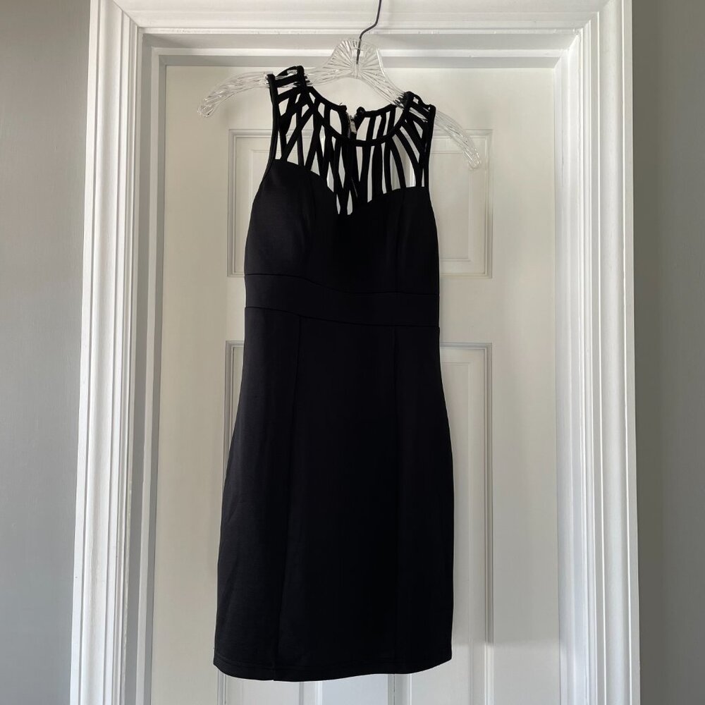 Alt. B Black Caged Neckline Mini Dress - Goth Bodycon Size Small